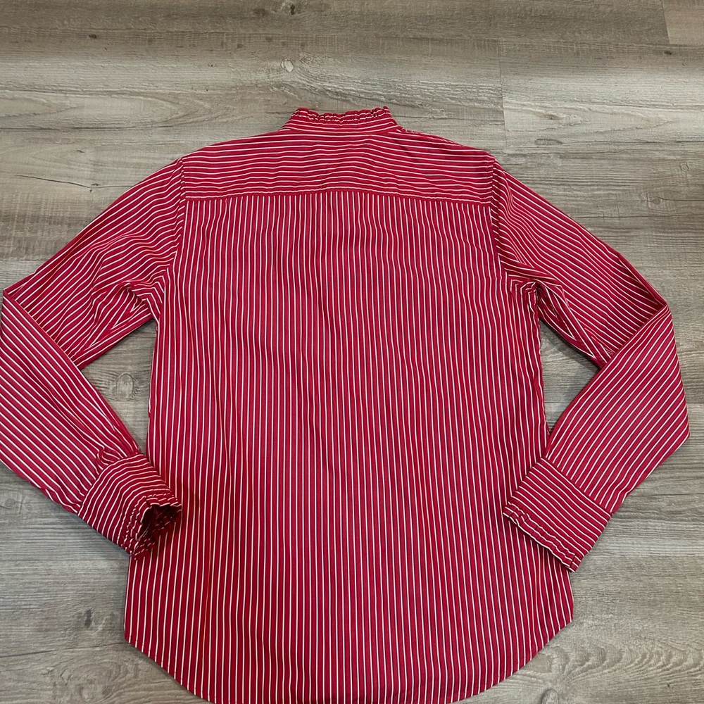 Ralph Lauren Red and White Striped Button-Down Shirt - Picture 2 of 4